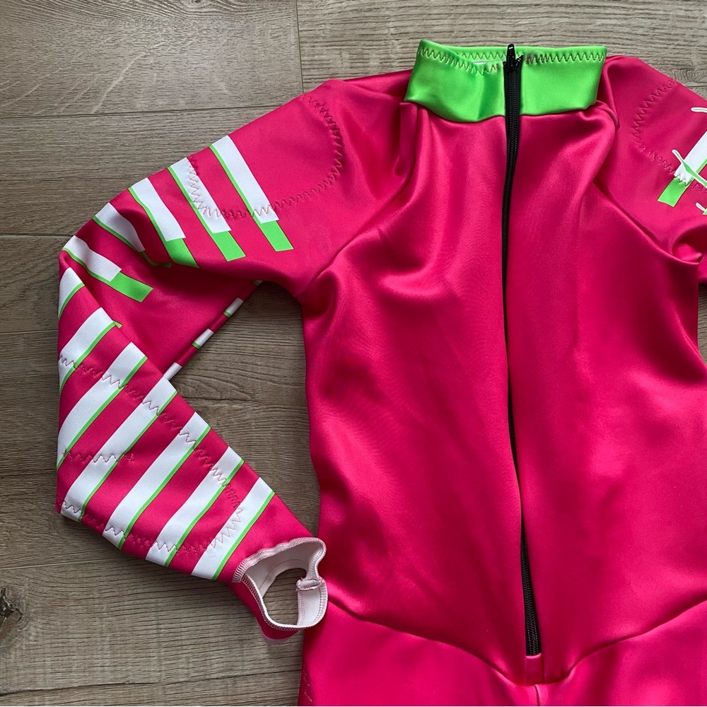 Spyder Performance GS Ladies Large Ski Race Suit in Taffy Pink Bryte Green color - Picture 3 of 16